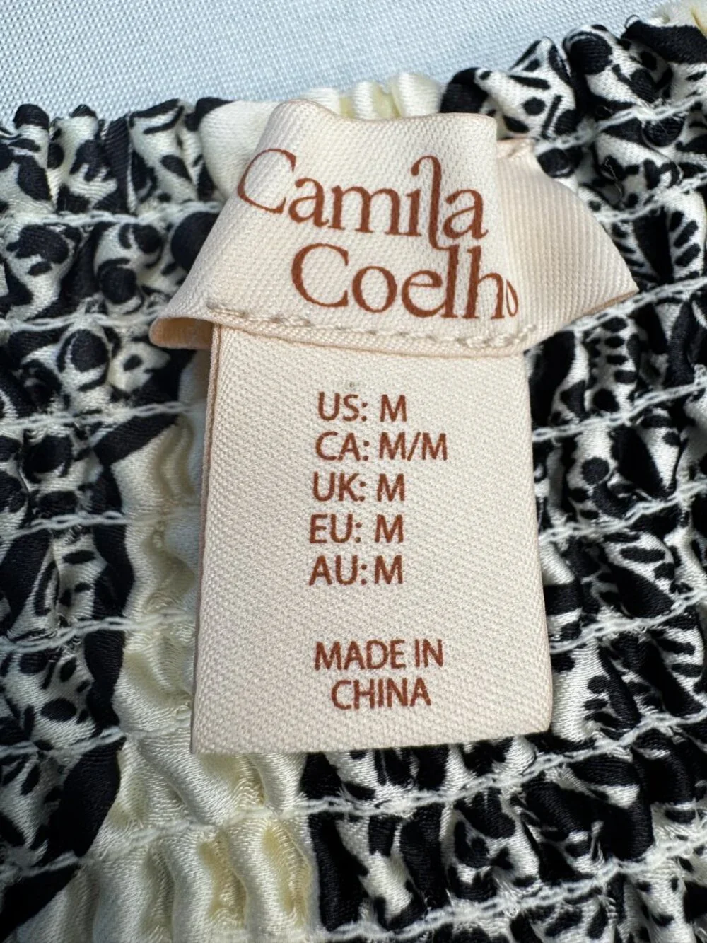 Camila Coelho Black & Cream Slip Dress‎ Size M
